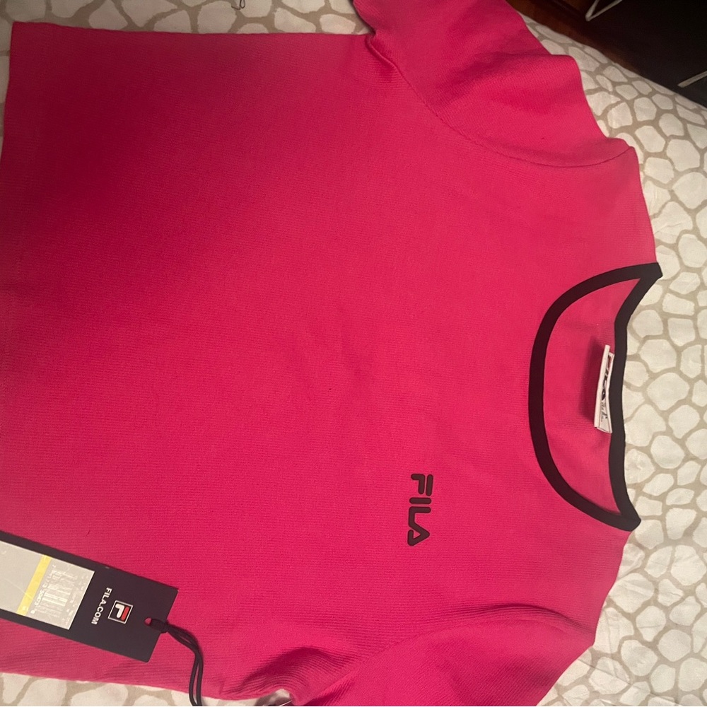 Fila Vibrant Pink Tee with Black Accents